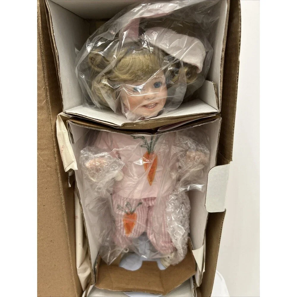 🔥🆕🔥Vintage 1993 Mandy Porcelain Doll By Bets Van Boxel Bunny Rabbit - Picture 2 of 8